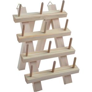 NW 12-Spools Wooden Thread Holder Sewing and Embroidery Thread Rack and Organizer Thread Rack for Sewing with Hanging Hooks