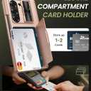 for Samsung Galaxy Z Fold 6 Case with Card Holder & Hinge Protection & Screen Protector, Built-in Camera Lens Cover, Rugged Shockproof Phone Cover Case for Samsung Z Fold 6 2024, Rose Gold