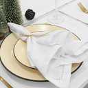 PurpleEssences Set of 12 Hemstitch Cloth Dinner Napkins 100% Cotton - Soft Durable Washable - Ideal for Wedding Fall Thanksgiving - Perfect Everyday Use Table Linen 18x18 - White