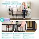 Regalo Safety 56-74.5" Super Wide Baby Gate for Doorways & Open Spaces, Wall Mounted Configurable Safety Gate with Walk-Through Door for Babies, Toddlers & Pets, Black