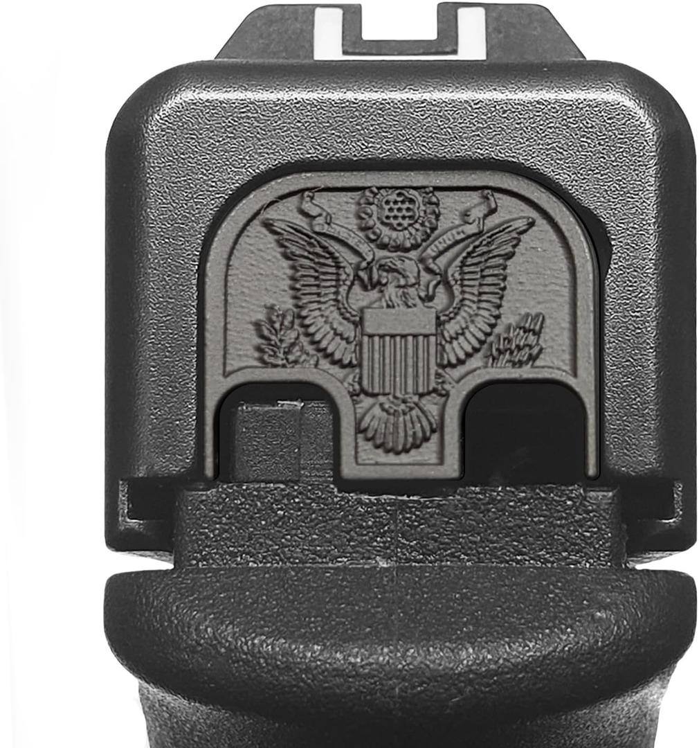 Milspin CNC Milled 3D Engraved Slide Back Plate Compatible with Glock Gen 1-5 I 3 Dimensional I Made in USA (3D Great Seal, Blacked Out, Models G17-G41, G45)