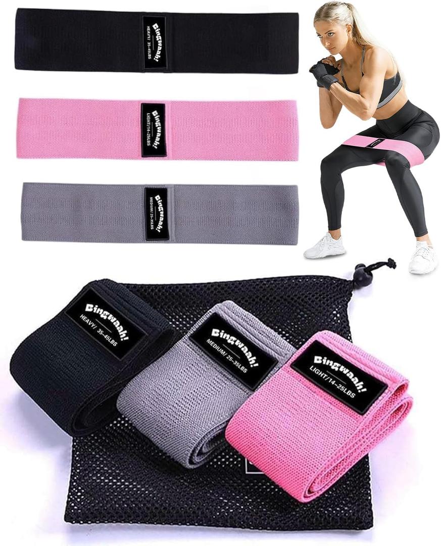 Bingwaah Mini Loop Resistance Bands  Fabric & Elastic Sets Exercise Bands for Strength Training - Rehab, Yoga, Pilates & Home Workout Equipment
