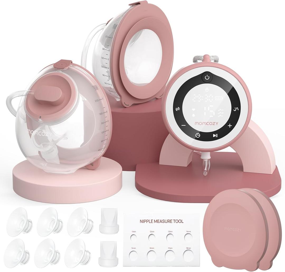 Momcozy Breast Pump V1 Pro Hospital-Grade, Hands-Free & Portable Wearable Pump, Upgraded Electric Pump with 3 Fine-Tuned Rhythms|15 Levels, Come with Leak-Proof DoubleFit Flange, Cozy Red.