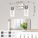 Unicozin 2 Light Bathroom Light Fixtures, Modern Vanity Lights Over Mirror, Brushed Nickel Wall Lamp with Clear Glass for Living Room Cabinet Bedroom Porch