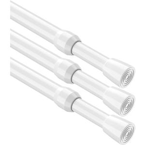 MEXAU 3Pcs Tension Curtain Rod, white Tension Rod 26-39 inch, Spring Tension Curtain Rod No Drilling, Spring Tension Window Rod Small Tension Rod for Kitchen, Bathroom, Window, Closet