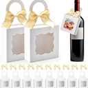 Sankoly 10 Pieces Wine Bottle Box with Window Paper Wine Gift Box with Bow Tie Mini Gift Boxes Bottle Hanger Favor Box for for Holding Candy Chocolate Cookies Mini Gift (White)