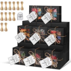 KPOSIYA 120 Pcs Black Bakery Boxes with Window Individual Cupcake Boxes 4x4x2.5 Inches Cookie Boxes Kraft Paper Black Gift Box for Pastries, Cookies, Pie, Donuts, Macaroon