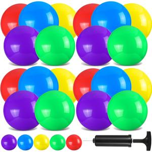 Vinsot 25 Pcs Fun Bouncy Balls 13 Inch Marbleized Bouncing Balls Rubber Inflatable Ball Large Sensory Ball with Pump for Beach Backyard Park Indoor Outdoor Party Favors