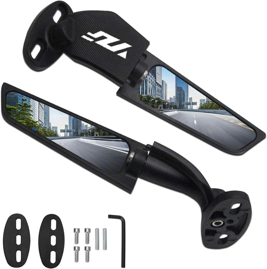 Motorcycle Rear View Mirror, Wing Rearview Side Mirror,Aluminium Adjustable 360 Rotating Mirrors for Yamaha R1 R3 R6 R15 R25 R125