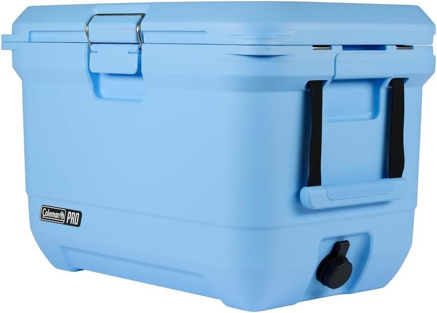 Coleman Pro Heavy-Duty 45qt Ultra-Light Premium Hard Cooler, Extra-Thick Insulation Keeps Ice up to 4 Days, 74-Can Capacity (Blue Sky)
