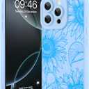 Fiyart Designed for iPhone 16 Pro Max Case Cute Flower Floral Sunflowers Design,Soft Slim TPU Anti-Scratch Phone Cover for Women Girls 6.9"-Blue