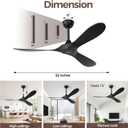 Obabala Black Outdoor Ceiling Fan, 52 in Ceiling Fans No Light with Remote Control, 3 Blades, 6 Speed Reversible DC Motor Modern for Patios, Living Room, Bedroom, Porch