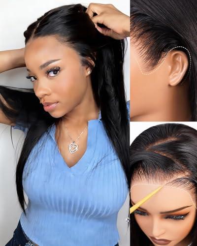 Arabella 13x6 Glueless Wigs Human Hair Three-Goᵀᴹ HD Lace Front 15A Straight Wigs Human Hair 210% Density Wear and Go Glueless Wig Pre Plucked Pre Cut Drawstring Wig Beginner-Friendly 20 Inch