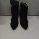 IDIFU IN2 Ankle Boots for Women Low Short Chunky Block Heel Boot Fall Pointed Toe Dress Booties Ladies Comfortable Cute Fashion Boots (8, New Black Suede)