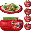 Teacher Thank You Placemats 30 Pack Apple Shaped Disposable Table Mats for Teacher Appreciation Week, Classroom Party, School Luncheon Supplies
