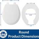 Bemis 550TTT Open Front Durable Wood Toilet Seat, Secure Hinges Stay Tight, Made in USA, Round, White