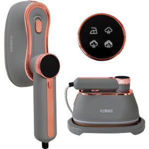 Professional Garment Steamer for Clothes 2 in 1, High Steam Volume 20g/min for Powerful Wrinkle Removal, Leak Proof, 120v, 1000w (Gray Premium)