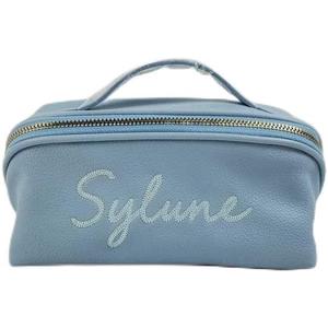 Sylune Classic Makeup Bag  Pebbled Faux Leather Travel Cosmetic Organizer, Water-Resistant Toiletry Bag with Handle, Luxury Gift for Women (Sky Blue)