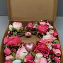 J'FLORU Valentines Day Decorations Romantic Valentines Day Gifts 22 Inch Valentine's Day Wreath with Lovely Bear Heart Roses Tulips for Valentine Party Anniversary Candlelight Dinner