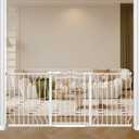 62.5-71.6" Extra Wide Baby Gate for Stairs No Drilling, 30" Tall Auto Close Press Mounted Dog Gates for Doorways, Adjustable Width Walk Through Long Gates for Kids or Pets, White