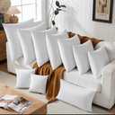 basic home 20x20 Decorative Throw Pillow Inserts-Down Feather Pillow Inserts-Square-Cotton Fabric-Set of 2-White.