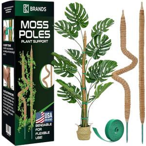 2 Pack 28'' Bendable Moss Pole Monstera Plant Support for Climbing Indoor Plants - Stakes for Potted Climbers - Tall Sticks Indoor Trellis for Houseplants - Accessories for Monstera Pot