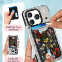 Toycamp for iPhone 17 Pro Max Case - Compatible with Magsafe Credit Card Holder Wallet Magnetic Cute Women Teen Girls Kawaii Girly Unique Flower Floral Design Phone Cover for Apple 17 Promax