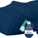 Royale Linens Queen Pillowcase Set of 2 - Bed Pillow Cover - 20" x 30" - Navy Pillowcases - 1800 Brushed Microfiber, Wrinkle & Fade Resistant - Soft & Cozy- Queen Size Pillow Case (Navy)
