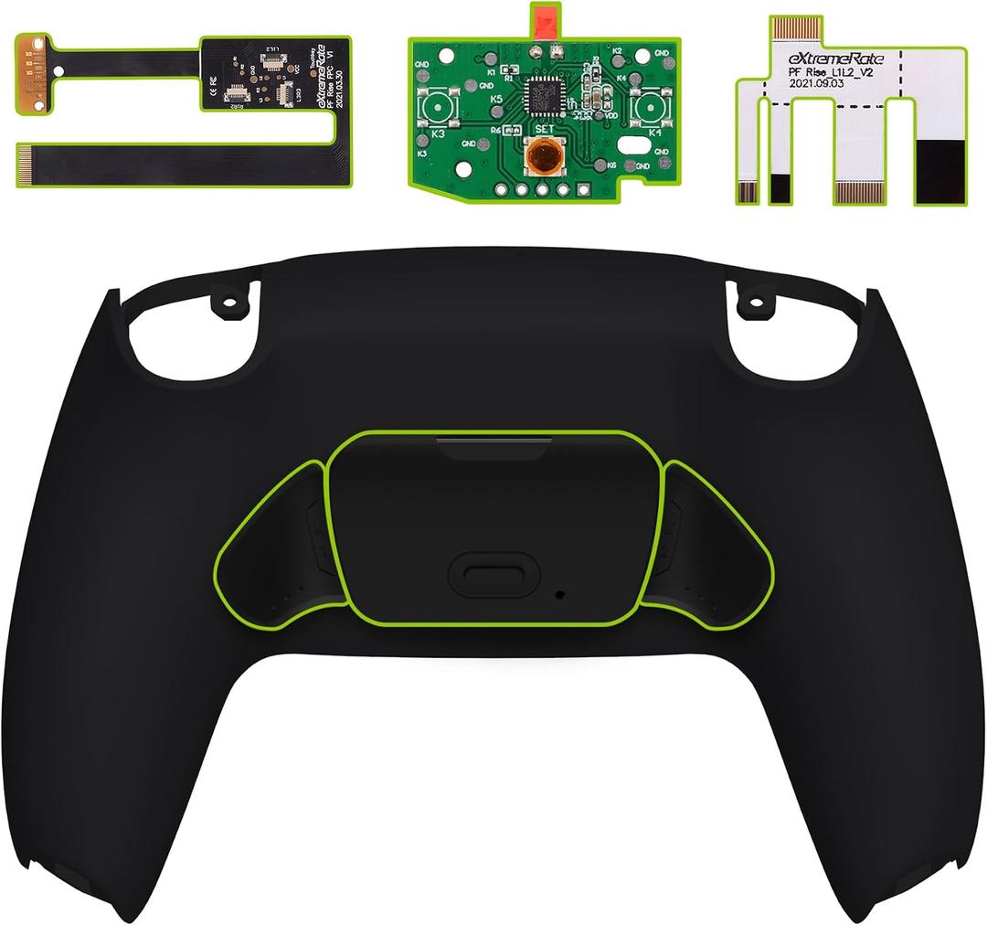 eXtremeRate Black Back Paddles Programable Rise 2.0 Remap Kit for PS5 Controller BDM-010 020, Upgrade Board & Redesigned Back Shell & Back Buttons Attachment for PS5 Controller - Without Controller