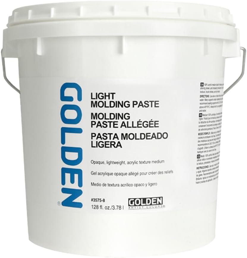 GOLDEN Light Molding Paste, 128 fl. oz. Jar, Professional Acrylic Paste Medium, Opaque