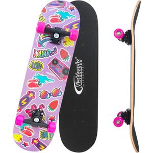 Nattork 31 Inch Complete Skateboard, Standard Skateboards for Beginners, Wood 9 Layer Canadian Maple Trick Skate Boards for Boys Girls Youth Teens Adults