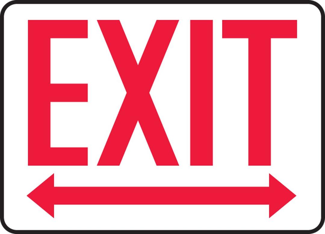 Accuform MADM630VP Sign, "EXIT (Arrow)", 7" Length x 10" Width x 0.055" Thickness, Plastic, 7" x 10", Red on White