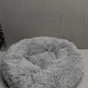 rabbitgoo Cat Beds for Indoor, 20 inches Machine Washable, Fluffy Round Pet Bed Non-Slip, Calming Soft Plush Donut Cuddler Cushion Self Warming for Small Dogs Kittens, Light Grey, Medium (20"L x 20"W x 4.7"Th)
