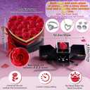 Mothers Day Artificial Forever Flowers Box & Preserved Roses with Necklace Ring Earrings,Gifts for Mom Grandma Women Girlfriend Wife on Birthday Valentines Christmas Anniversary,Wedding