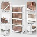 4-Tier Foldable Plastic Drawer Storage with Wheels,Stackable Storage Bins with Lid,Organization and Storage Boxes for Kitchen,Cloakroom,Closet,Living Room,Office and Dorm