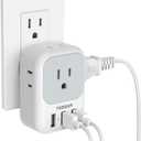 USB Charger Block, TESSAN Wall Plug Adapter with Electrical 4 Box Splitter 3 USB Wall Charger Ports, Multi Plug Outlet Extender Charging for Cruise, Travel, Office, Dorm Essentials (USB-A, Grey)