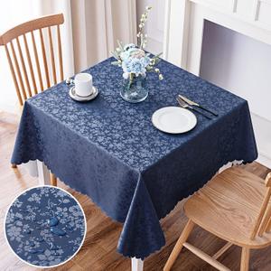 Smiry Square Table Cloth, Waterproof Heavy Duty Vinyl Tablecloths, Wipeable Washable Table Cover for Kitchen and Dining Room (Navy Blue, 70" X 70")