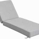 Outdoor Chaise Lounge Cushion, Olefin Waterproof & Fade Resistant, Patio Lounge Chair Cushion, Thick Lounger Pad with Removable Cove, 75 x 23 x 6 Inches, Grey