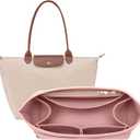 OPPOSHE Purse Organizer Insert for Longchamp Le Pliage, Premium Felt Long Champ Bag Handbag Women, Tote Organizer Insert with 9 Compartments (Medium, Pink) (M-10.4*5.7*7.9in)