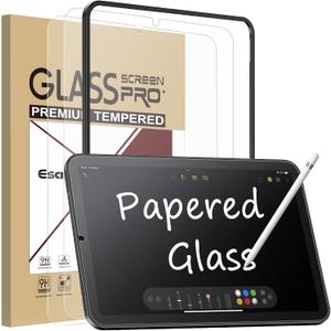 Esanik 2 Pack Like Paper Glass Screen Protector for iPad mini 7(2024)/iPad Mini 6(2021) 9H Tempered Glass Film with Alignment Frame, Writing Like on Paper, Anti Glare, Apple Pencil Compatible