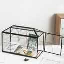 Wedding Card Box with Slot, 12.6'' Large Glass Card Boxes for Reception, Black Geometric Holder, Clear Decorative Storage Box with Lock for Baby Shower, Birthday Party, Christmas