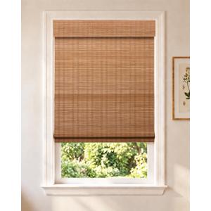 Cordless Bamboo Roman Shade, Light Filtering Blinds 27x48, Carbonized