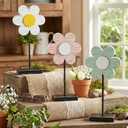 3 Pcs Spring Flower Wooden Table Sign Freestanding Flower Tabletop Farmhouse Centerpiece for Tables Party Favors Rustic Wooden Decors for Home Tiered Tray Decor