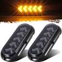 Partsam 2Pcs 6" Oval Arrow Turn Signal Lights Truck Trailer Amber 25LED Surface Mount Smoke Lens Waterproof Sealed Led Marker Clearance Lights Indicators Flange Mount 12V