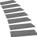 PURE ERA Carpet Stair Treads Tape Free Non Slip Indoor Stair Carpet Stair Protectors Pet-Friendly Non-Slip Skid Resistant Washable Reusable 8" x 30"(2 Pieces,Gray Mini-Diamond Trellis)