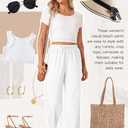 TOPYOGAS Womens High Waist Drawstring Stretch Casual Pants Summer Loose Pants Straight Trousers with Pockets, M