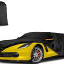 Car Cover for Chevy/Chevrolet Corvette C4 C5 C6 C7 1980-2019 | Heavy Duty Outdoor Full Exterior Cover | Sun, Rain, UV, Dust, and Snow Protection with Door Zipper (Black)