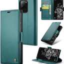 Case for Samsung Galaxy S20 Ultra Wallet Case, RFID Blocking PU Leather Flip Folio Cover Card Holder Kickstand Shockproof Phone Case Compatible with Samsung Galaxy S20 Ultra, Blue Green