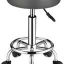 Swivel Stool with Wheels Round Rolling Stools PU Leather Height Adjustable Grey