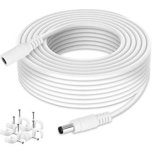 DC Power Extension Cable 33ft, 2.1mm x 5.5mm Plug Compatible with 12V DC Adapter Cord for CCTV Security Camera, IP Camera, Standalone DVR (33ft White)